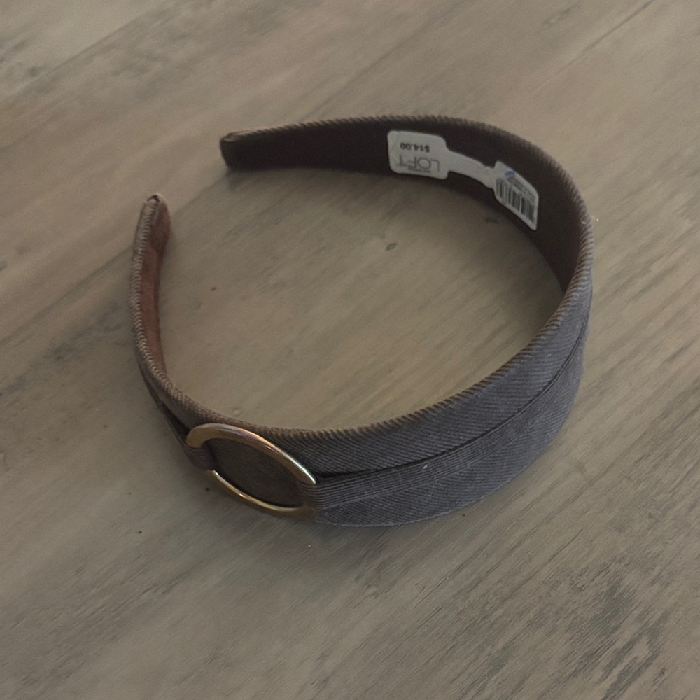 LOFT Gray and Brown Headband with Gold Accent NWT